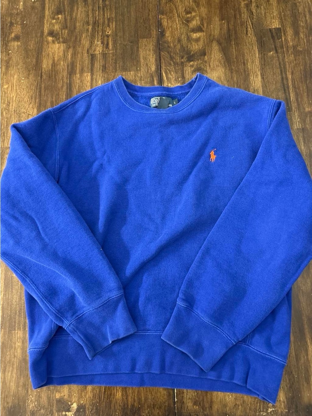Polo by Ralph Lauren Royal Blue Crewneck Sweatshirt with Orange Pony